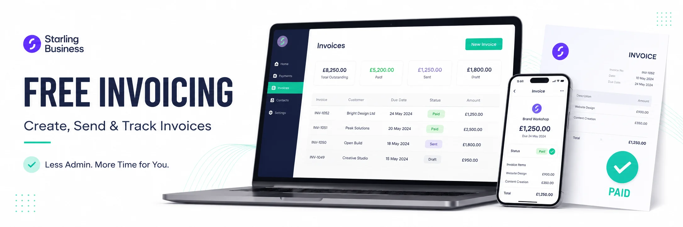 Free Invoicing and Less Admin Starling Free Bank Account
